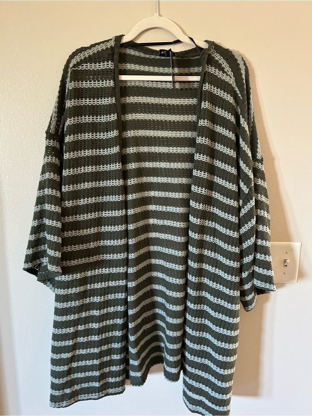 torrid Olive & Cream Striped Open-Front Cardigan
